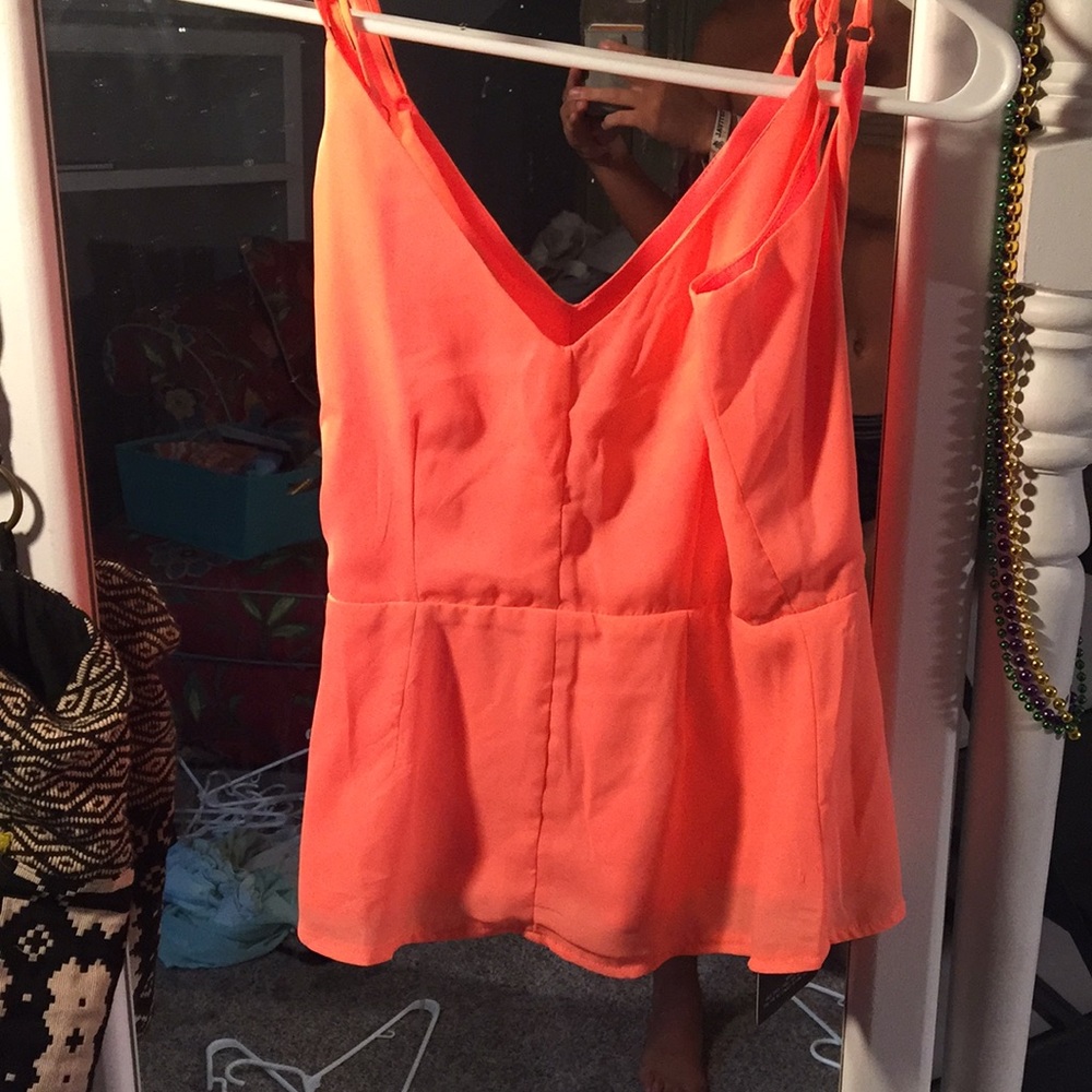 Missguided coral highlighter low back tank top